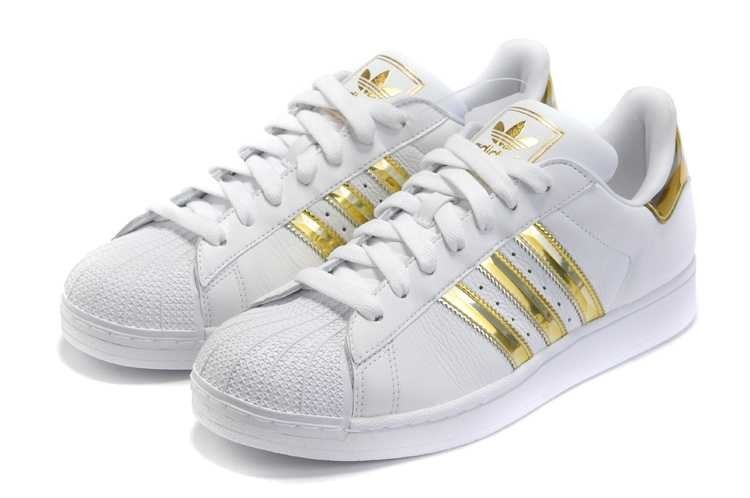 basket adidas blanche et doré