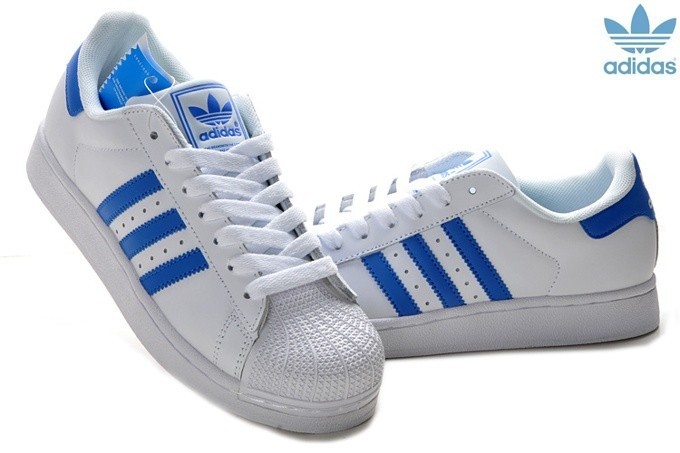 adidas superstar homme blanche et bleu