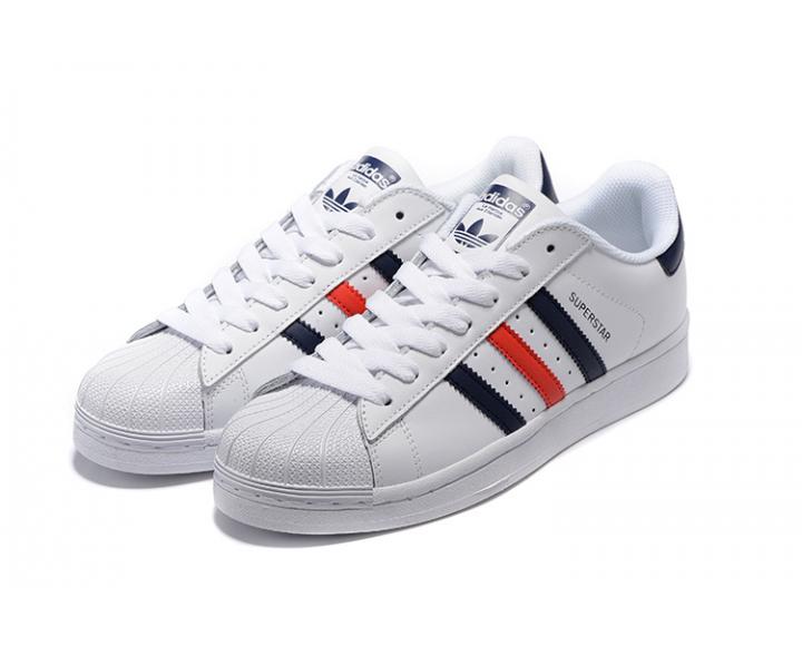 RÃ©duction de prix Noir adidas superstar foundation blanc bleu marine rouge Se Unisex Cuir 