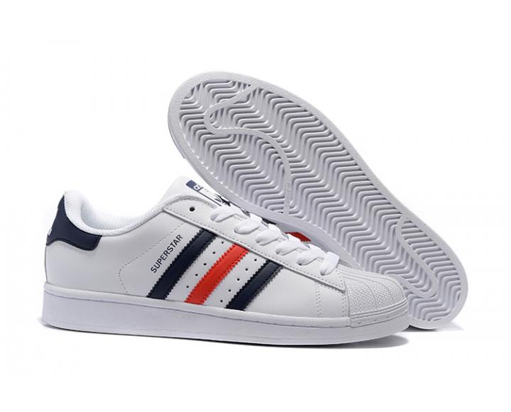 RÃ©duction de prix Noir adidas superstar foundation blanc bleu marine rouge Se Unisex Cuir 